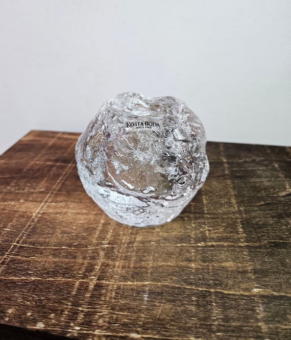 Vintage Kosta Boda Glass Snowball Votive Candle Holder With