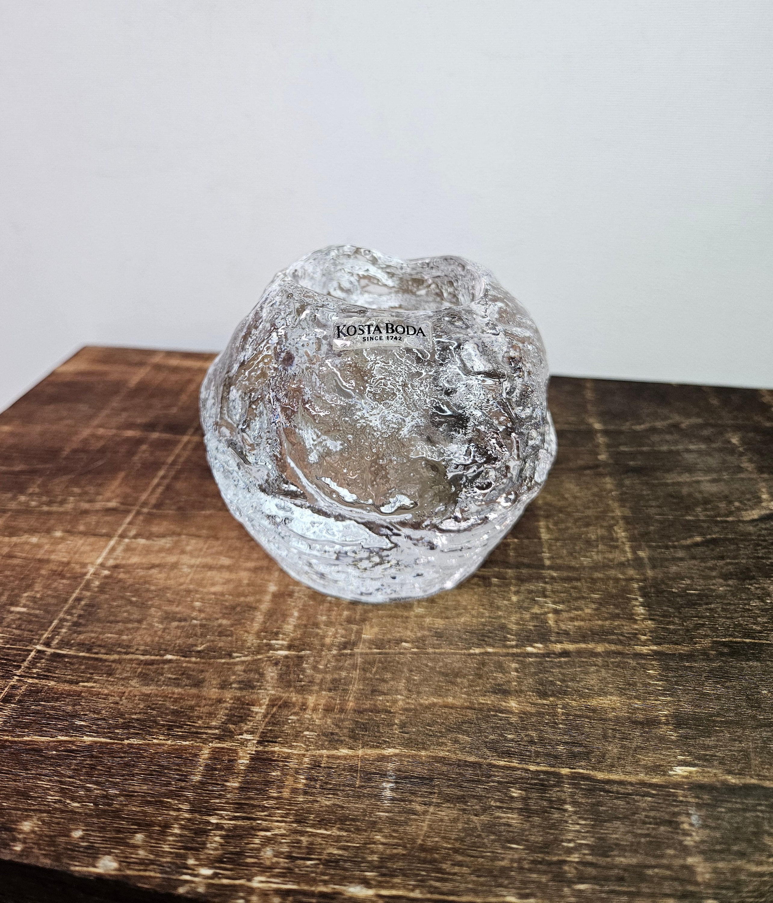 Vintage Kosta Boda Glass Snowball Votive Candle Holder With