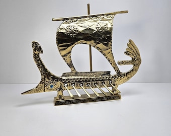 Greek Trieme Bronze Cast Warship Argo Myth of Jason and Argonauts Museum Replica Oars Eye 12" x 9.5"