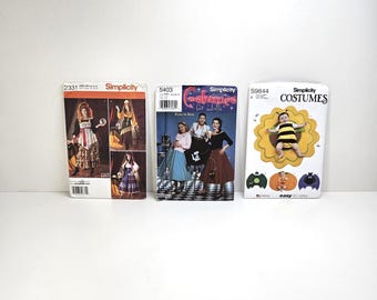 Simplicity Costume Patterns Uncut Gypsy Fortune Teller Poodle Skirt 50's Baby Bee Bat Pumpkin - SELECT