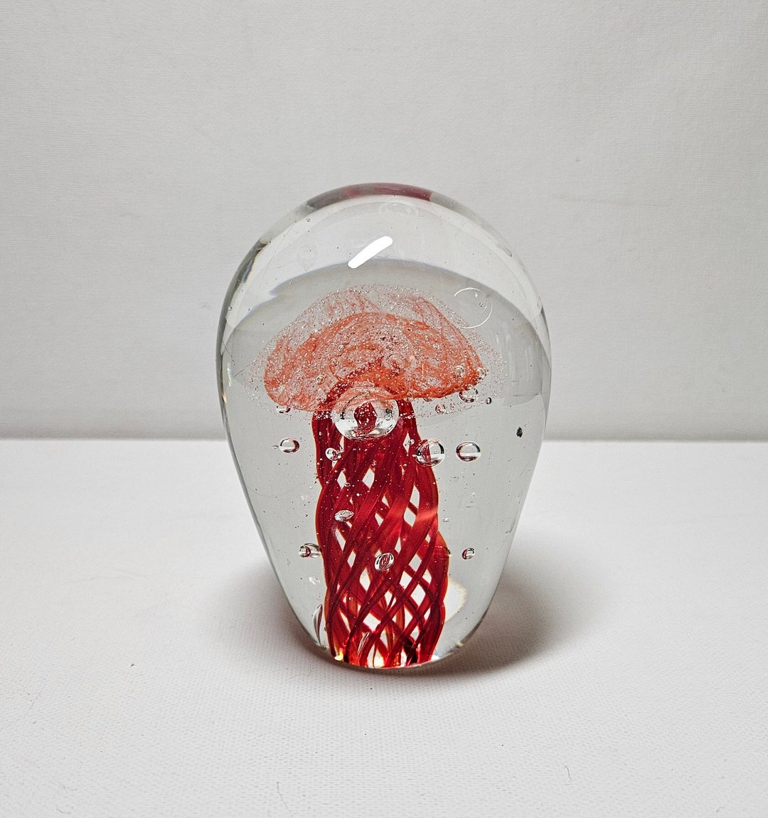Vintage Jellyfish With Bubbles Encased in Hand Blown Glass Paperweight ...