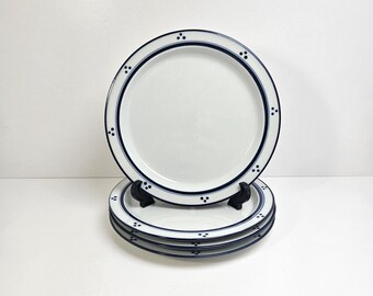 Vintage Dansk Bistro Fredriksborg Blue Three Dot Design Luncheon Plates - Set of 4