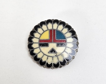 Bolo Tie Slide Porcelain Enamel Inlaid Sun Face Frontier Bolo