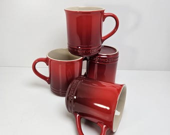 Set of 4 Le Creuset 14 oz Cerise Red Hombre Mugs