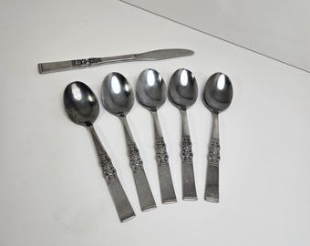 Vintage Willowbrook Oneida Northland Stainless 5 Soup Spoons & 1 Butter Knife Korea