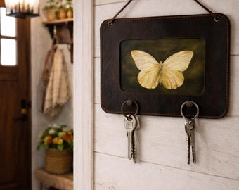 Handmade Leather Photobooth Photo Key Holder – Wall Hanging Key Organizer