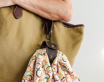 Genuine Leather Bag Strap Accessory – Handmade Scarf or Keychain Holder for Tote Bags