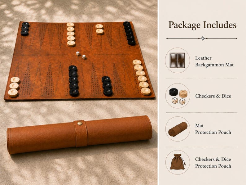 Personalized leather board game featuring elegant laser engraving and handcrafted details.