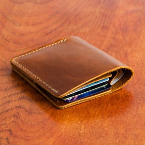 Handmade Leather Bifold Wallet: Full-Grain Card Holder, Personalized