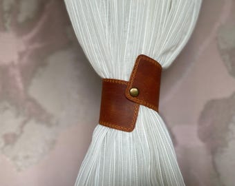 Leder Vorhang Raffhalter (2er Set): Handgefertigte Kalbsleder Fensterdekoration