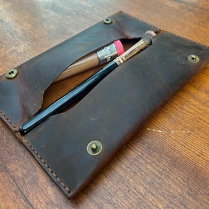Leather Makeup Bag, Personalized Bridesmaid gift, Gift for Her, Leather Cosmetic Pouch, Cosmetics Bag