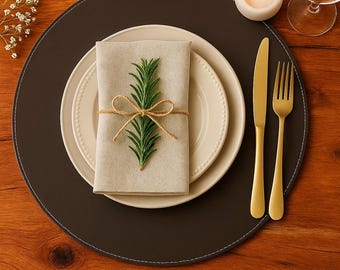 Handmade Leather Placemats and Coasters: Minimalist Dining Table Decor