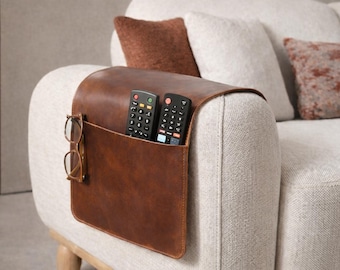 Handgemaakte leren opberger voor armleuningen: opbergdoos met afstandsbediening