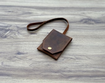 Cartera de cuero para tarjetas, Cartera de cuero hecha a mano, Cartera de bolsillo frontal, Cartera de cuero personalizada