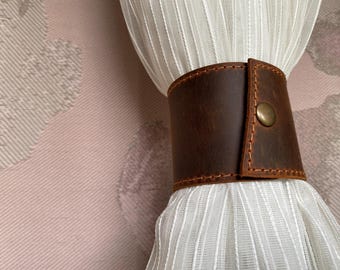 Leder Vorhang Raffhalter (2er Set): Handgefertigte Kalbsleder Fensterdekoration