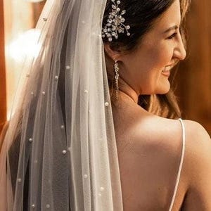 Pearl Cathedral Veil with Comb Elegant Floor-Length Fingertip Options Wedding Accessory image 10