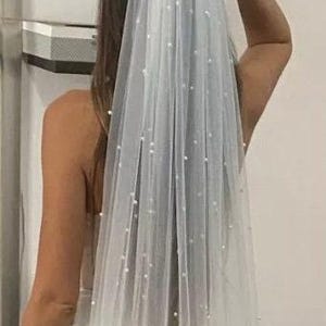 Pearl Cathedral Veil with Comb Elegant Floor-Length Fingertip Options Wedding Accessory image 5
