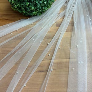 Pearl Cathedral Veil with Comb Elegant Floor-Length Fingertip Options Wedding Accessory image 1