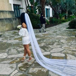 Pearl Cathedral Veil with Comb Elegant Floor-Length Fingertip Options Wedding Accessory image 3