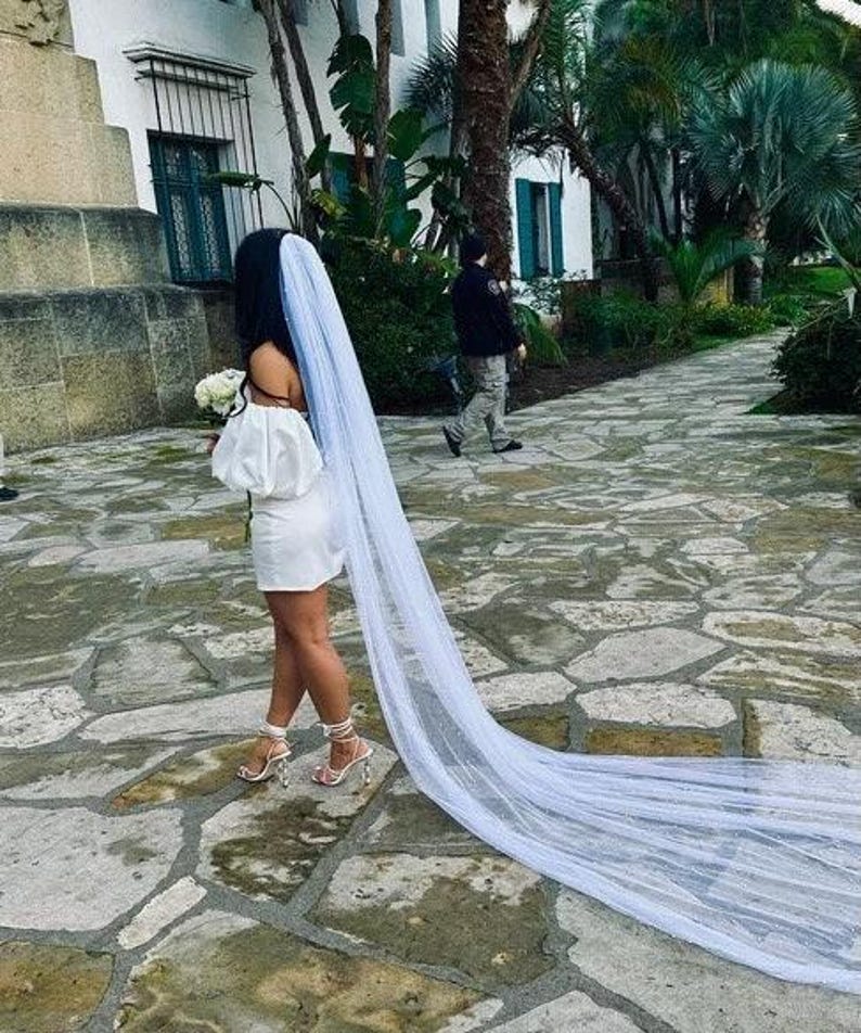 Pearl Cathedral Veil with Comb Elegant Floor-Length Fingertip Options Wedding Accessory image 3