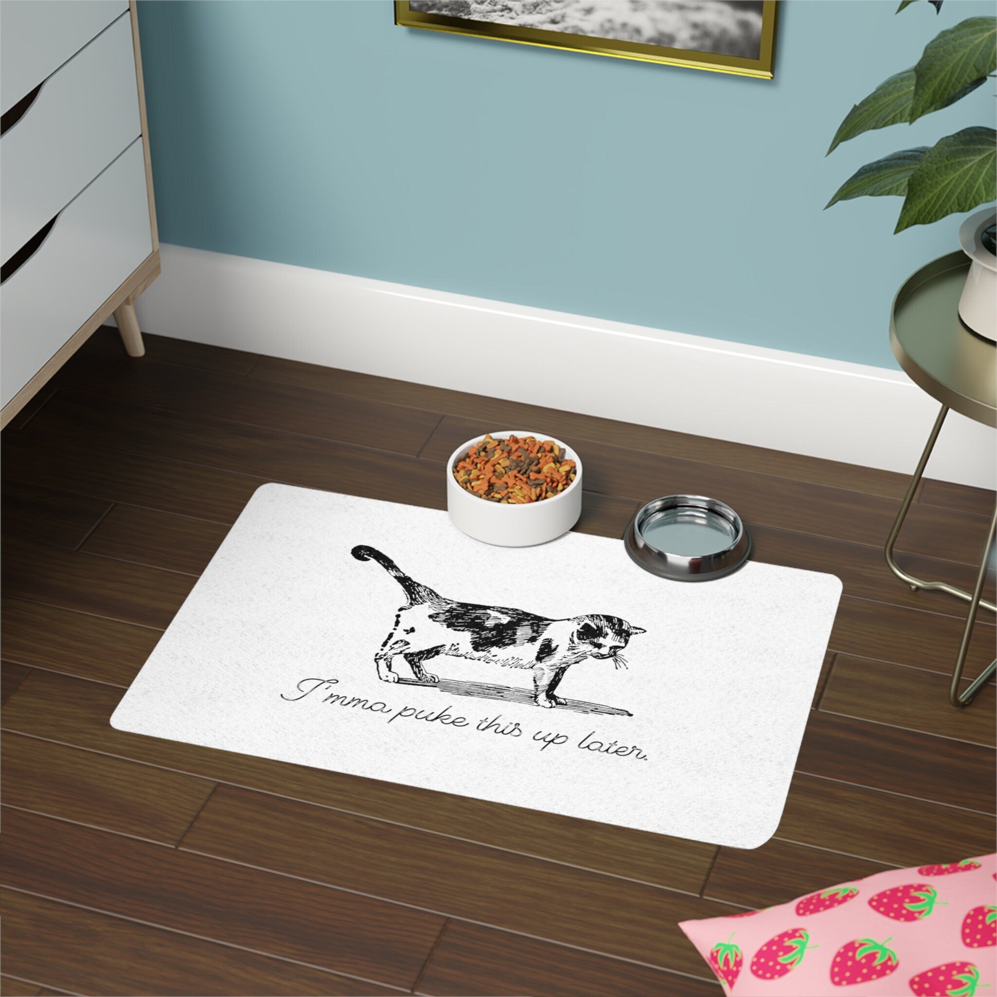Personalised cat food mat hot sale