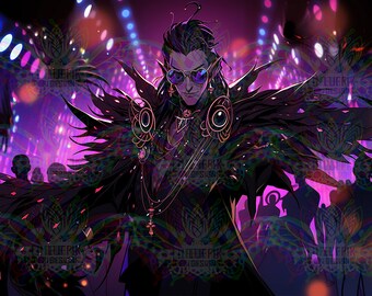 Exclusive Ownership Adoptable #268 - Fantasy Character Adoptable, DnD, Nightclub Stranger, Collectible, Character Design, Male Demon