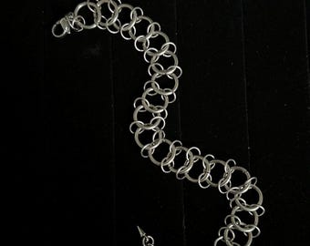 Pulsera de cadena de vértebras / Acero inoxidable hecho a mano / Cota de malla