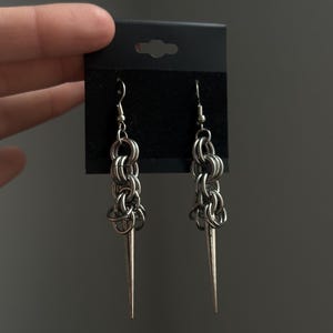 Chain Spike Earrings | Handmade Stainless Steel | Chainmail