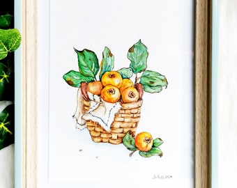 Persimmon | framed original watercolor painting