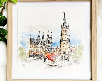 Verliebt in Halle | original watercolor painting