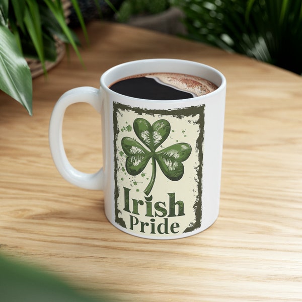 St. Patrick's Day Ceramic Mug, 11oz, Irish Themed, Leprechaun, St. Patrick's Day Gifts, Coffee, Coffee Mug