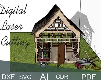 1:24 miniatuurpoppenhuis | Houten dioramahuis | Lasergesneden SVG-bestand | Digitale download