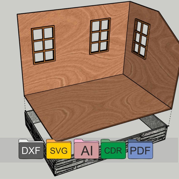 Dollhouse Room, Diorama, Dollhouse Miniature, Dollhouse roombox ,3mm For Laser and CNC , ai svg ,Laser cut files,