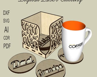 Custom Plywood Coaster SVG Files | Laser Cut Family Name Stands (Digital Download)