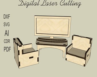 Miniature Dollhouse Furniture | 1:12 Scale | Laser Cut Templates (SVG, DXF, PDF)