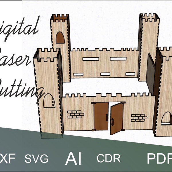 Laser Cut Castle,SVG DXF,Laser cut files,Wooden toy ,Medieval Castle,Fortress,Child's play,Castle of the Knights,3 mm