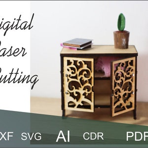wooden bedside table for a doll&#39;s house, nightstand, miniature furniture in 1/6scale, digital files, bedroom sets,Miniature cabinet