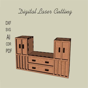 Miniature Cabinet Laser Cut Files, Dollhouse Furniture SVG  , 1.12,1.24 Scale Digital Download for Laser Cutting,
