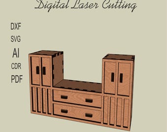 Miniature Cabinet Laser Cut Files, Dollhouse Furniture SVG (Digital Download)
