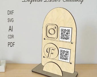 Business Card Holder Laser Cut Files, Wood Template (svg, cdr, dxf, ai, pdf)