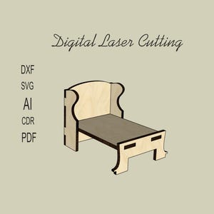 Micro Scale DollsHouse,Miniature bed in 1:24 scale,Miniature furniture,Dollhouse bed,3mm,Lazarus Cutting