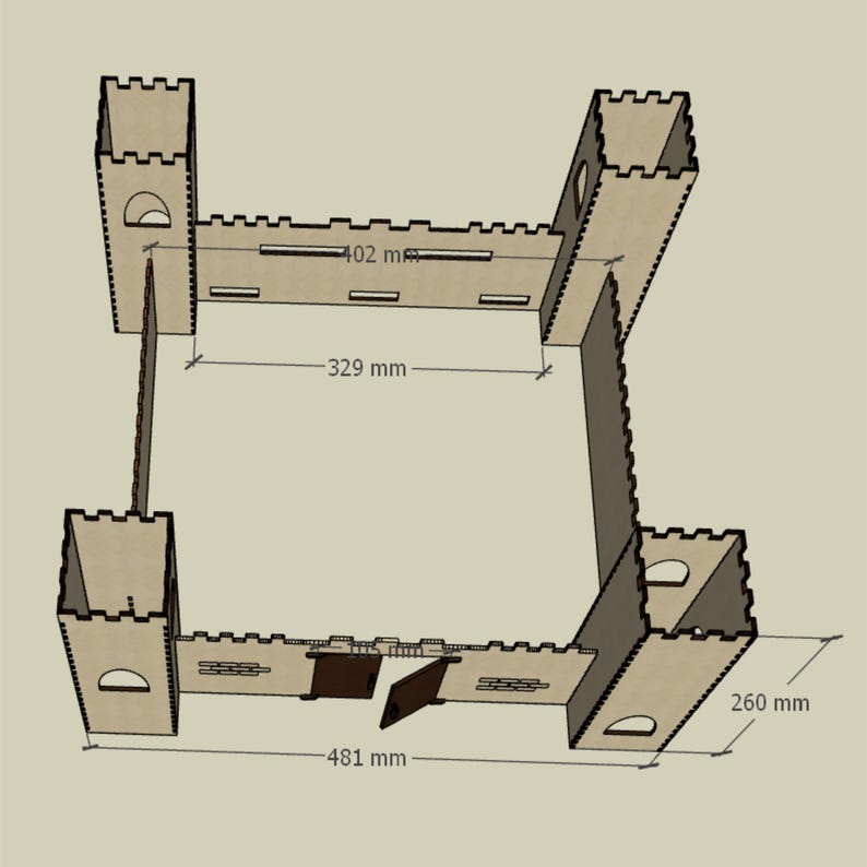 Laser Cut Wooden Castle – 3mm Plywood, SVG & DXF Files, Medieval ...