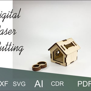 Miniatur-Puppenhaus, digitales Produkt, hölzerne Hundehütte, Hundehaus, Laserschneiden Zwinger, SVG-Puppenhaus, Alkoven-Haus Vektor-Hundehütte, CDR,