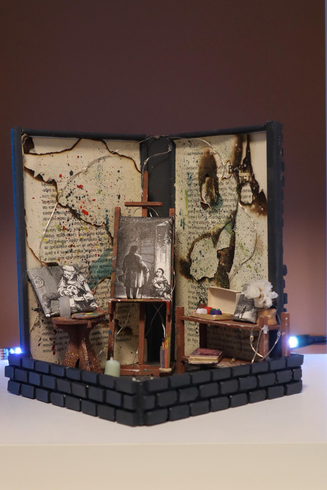 Miniature Art Studio Diorama – LED Shadow Box, Vintage Mini Room ...
