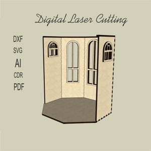 Eckzimmer, Miniaturhaus SVG, DXF, Ai, Cdr, Puppenhauszimmer mit Fenster, Puppenhaus Wintergarten, Miniatur Arbeitszimmer, Wintergarten, Wintergarten, Wintergarten, Wintergarten, Wintergarten, Wintergarten, Wintergarten, Wintergarten, Wintergarten, Wintergarten