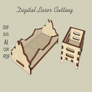 files for laser cutting wood,Doll&#39;s crib in 1/12 scale,doll crib,Mini bed,Wooden Dollhouse Crib