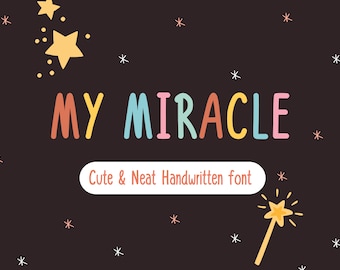MyMiracle-lettertype, schattig handgeschreven lettertype, GoodNotes-lettertype, netjes handgeschreven lettertype, handschriftlettertype, eenvoudig handschrift, digitaal lettertype bestuderen