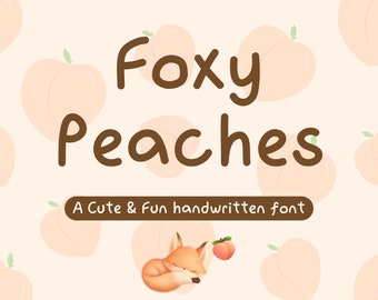 Foxy Peaches font | cute and fun Handwritten Font Goodnotes Simple Font Study Digital Note Cute Font Font Planner download font Handwriting