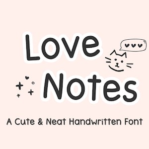 Police Love Notes | Une police manuscrite mignonne et soignée prenant des notes Goodnotes Simple police Study Digital Note police de caractères mignonne police de caractères à télécharger