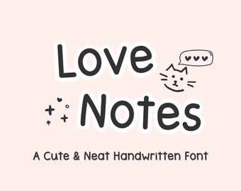 Love Notes Schriftart | Eine niedliche und ordentliche handgeschriebene Schriftart-Notiz unter Goodnotes Einfache Schriftstudie Digitale Notiz Cute Font Font-Planer Download-Schriftart